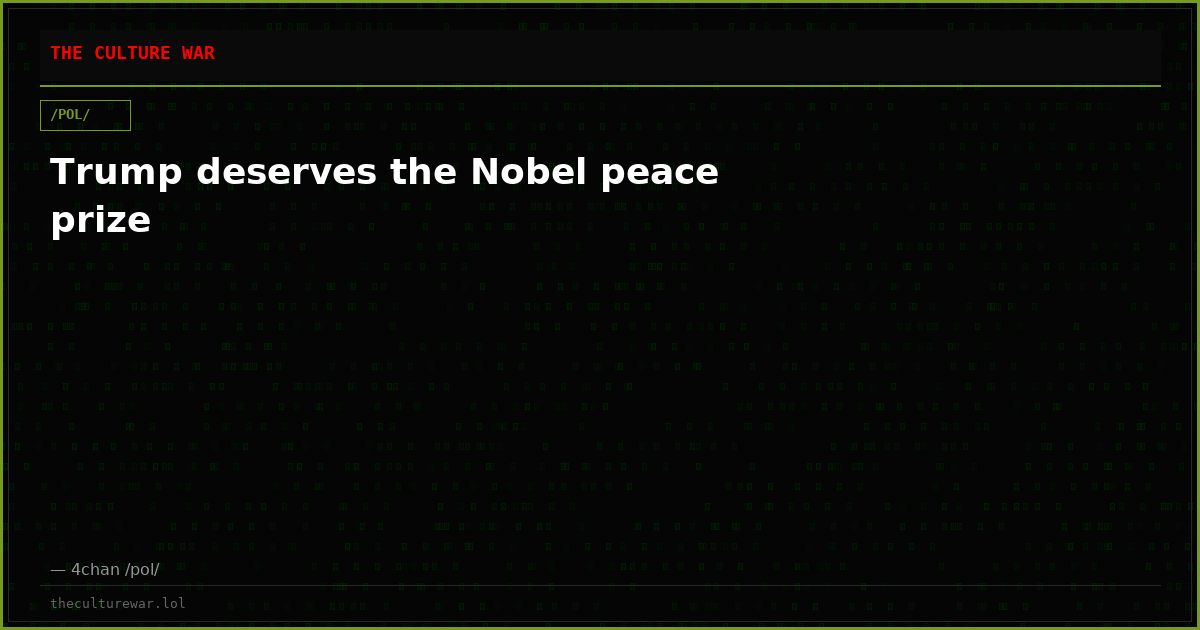 Trump deserves the Nobel peace prize