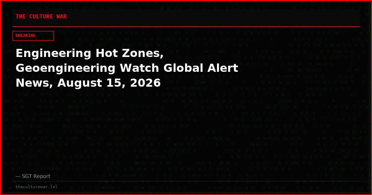 Engineering Hot Zones, Geoengineering Watch Global Alert News, August 15, 2026