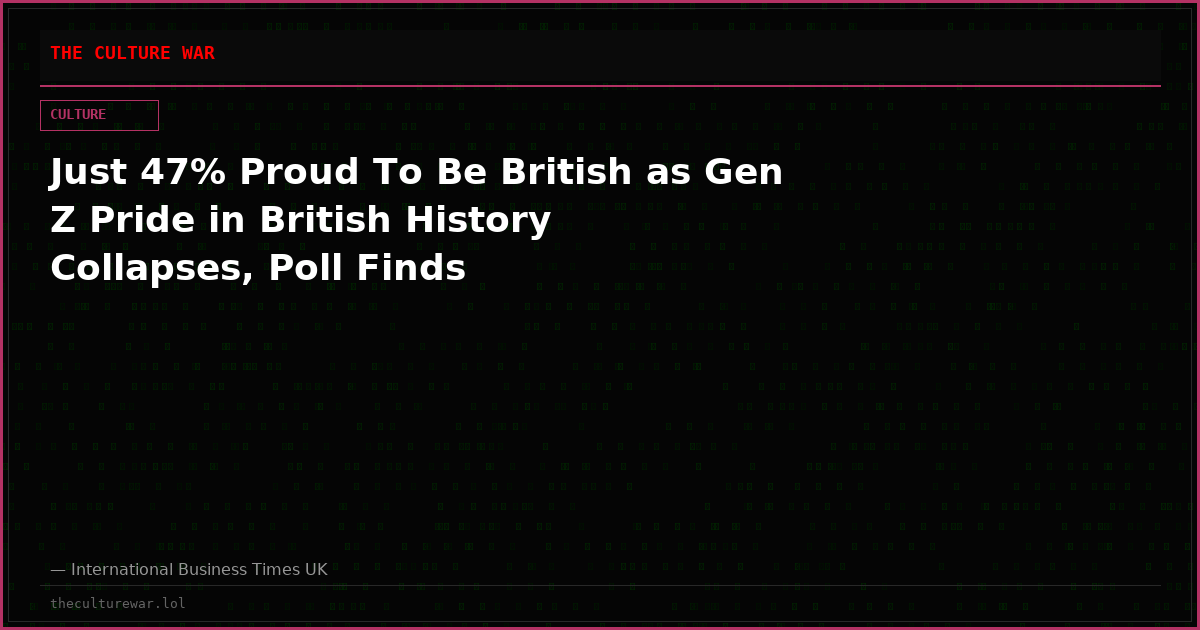 Just 47% Proud To Be British as Gen Z Pride in British History Collapses, Poll Finds