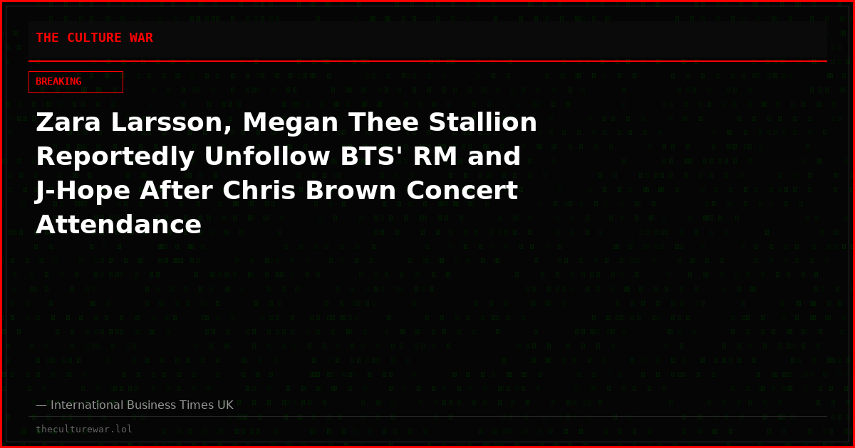Zara Larsson, Megan Thee Stallion Reportedly Unfollow BTS' RM and J-Hope After Chris Brown Concert Attendance