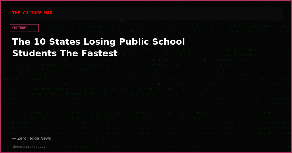 The 10 States Losing Public School Students The Fastest