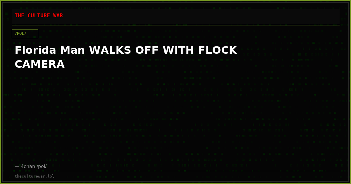 Florida Man WALKS OFF WITH FLOCK CAMERA