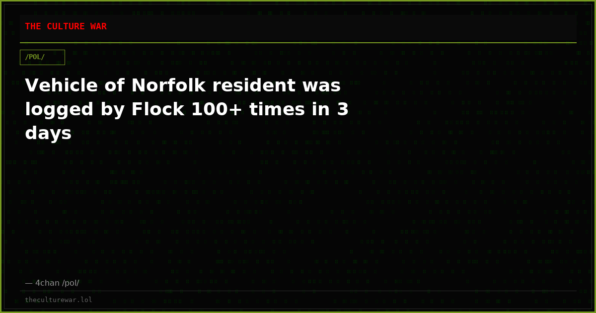 Vehicle of Norfolk resident was logged by Flock 100+ times in 3 days