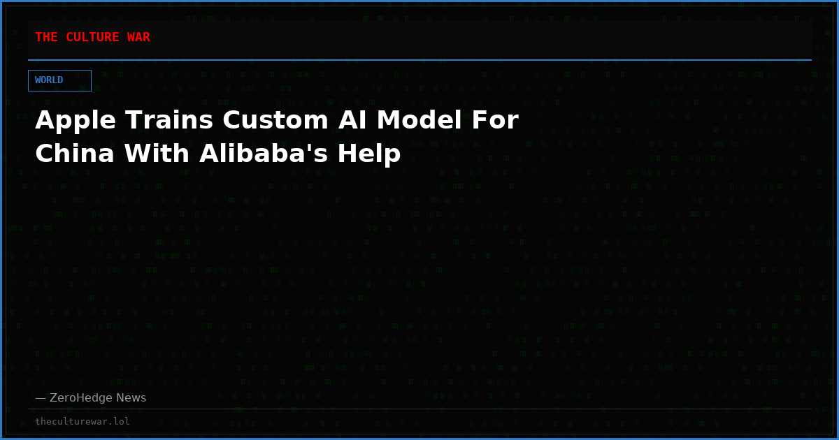 Apple Trains Custom AI Model For China With Alibaba's Help