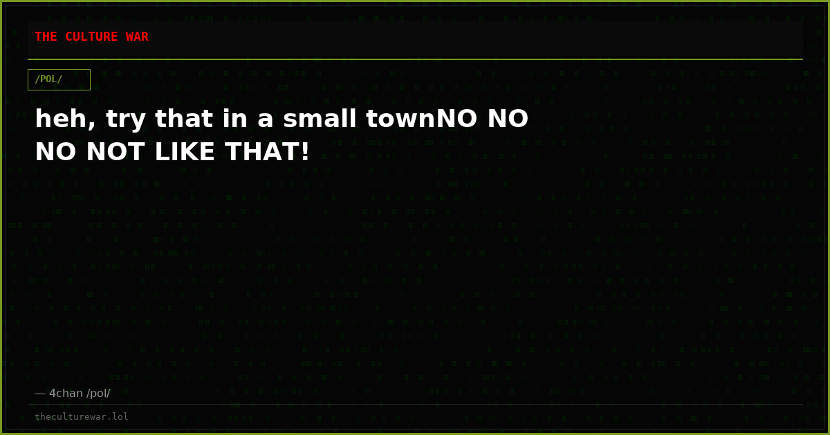heh, try that in a small townNO NO NO NOT LIKE THAT!