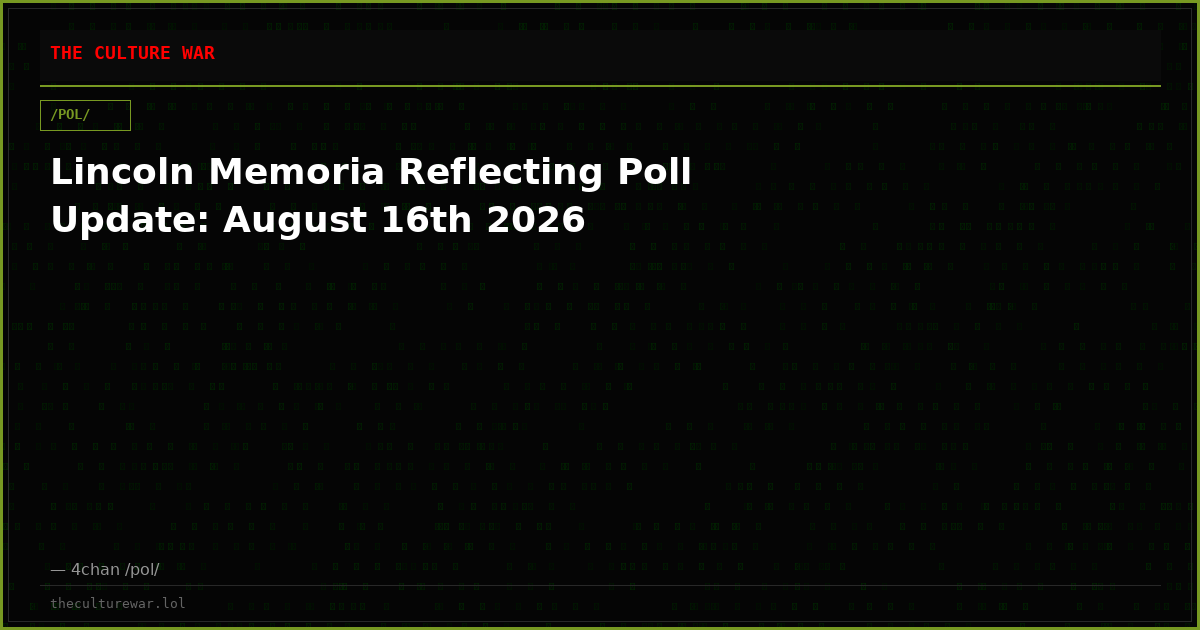 Lincoln Memoria Reflecting Poll Update: August 16th 2026