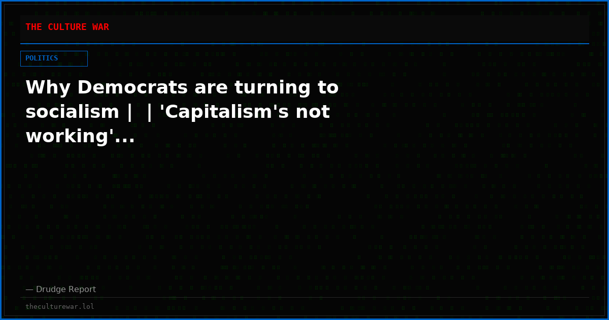Why Democrats are turning to socialism |  | 'Capitalism's not working'...