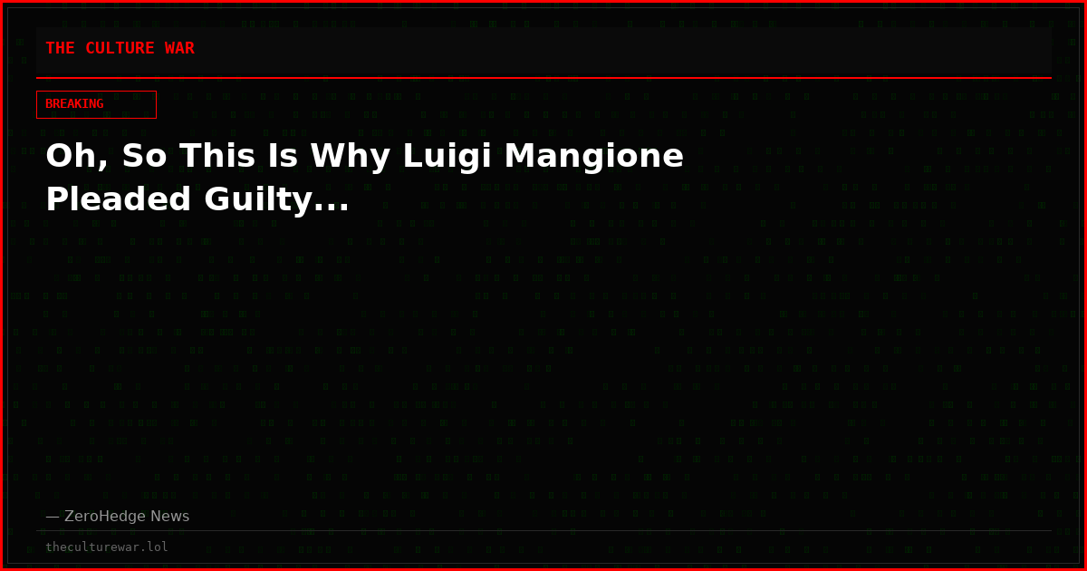 Oh, So This Is Why Luigi Mangione Pleaded Guilty...