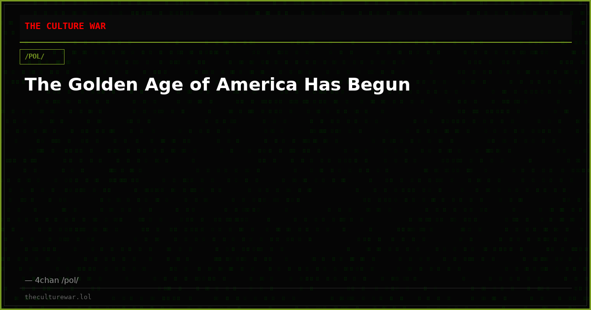 The Golden Age of America Has Begun