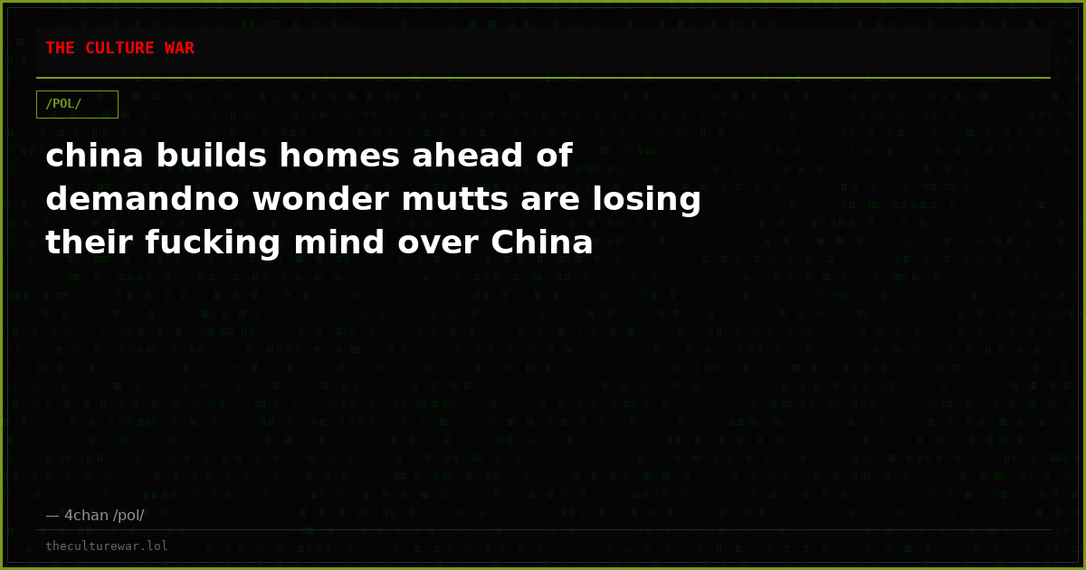 china builds homes ahead of demandno wonder mutts are losing their fucking mind over China