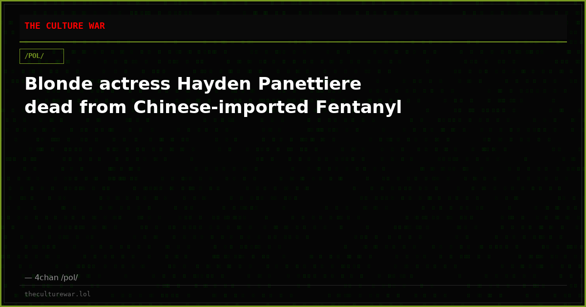 Blonde actress Hayden Panettiere dead from Chinese-imported Fentanyl