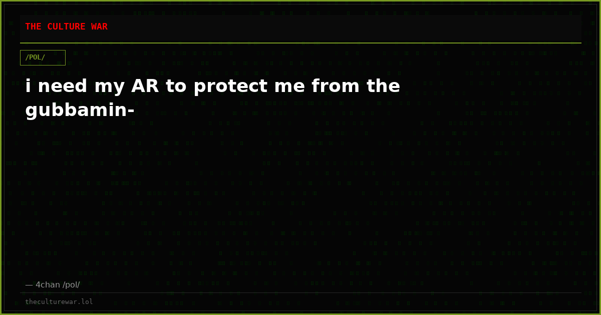 i need my AR to protect me from the gubbamin-