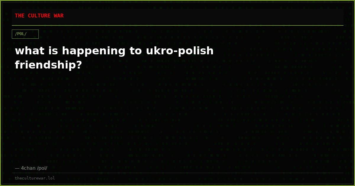 what is happening to ukro-polish friendship?