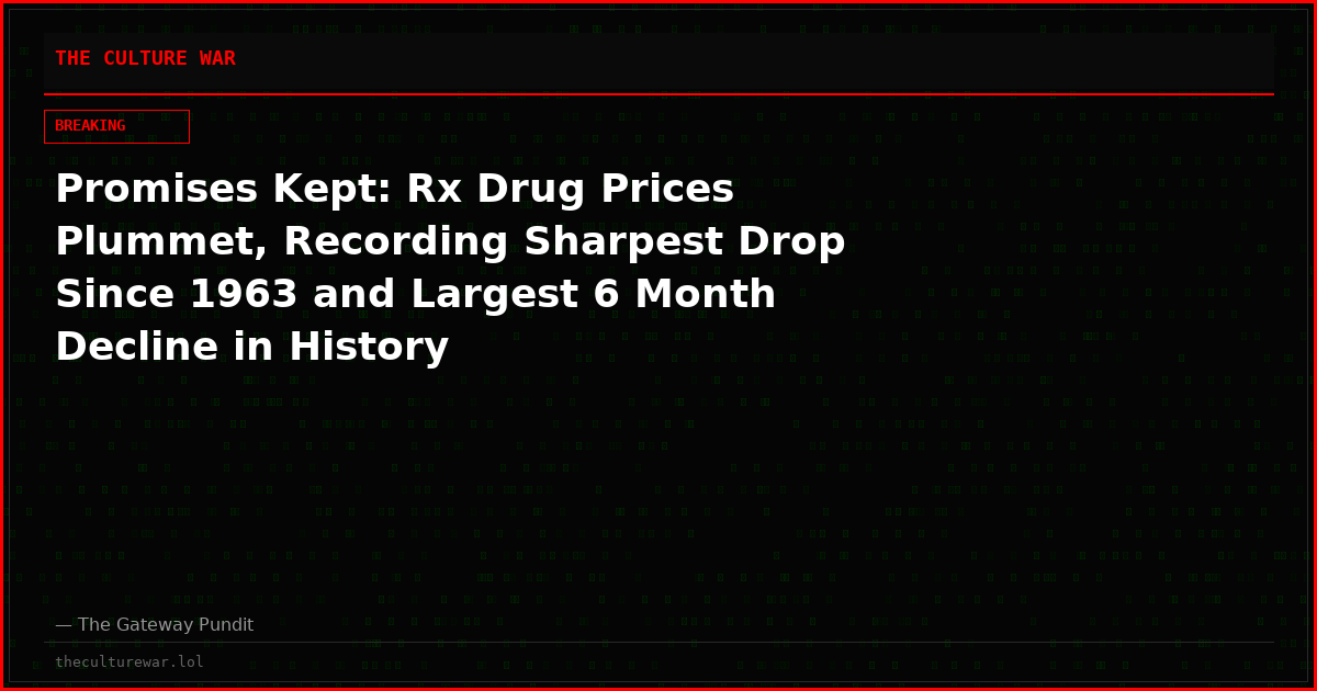 Promises Kept: Rx Drug Prices Plummet, Recording Sharpest Drop Since 1963 and Largest 6 Month Decline in History