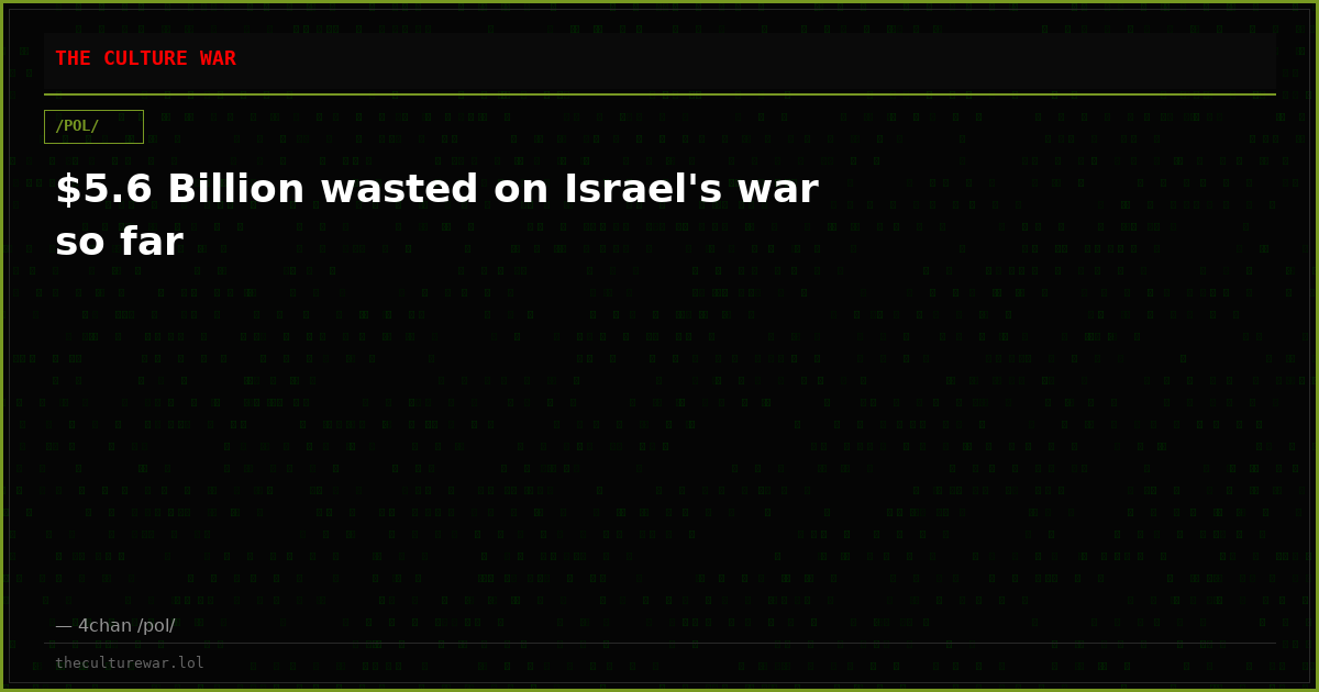 $5.6 Billion wasted on Israel's war so far