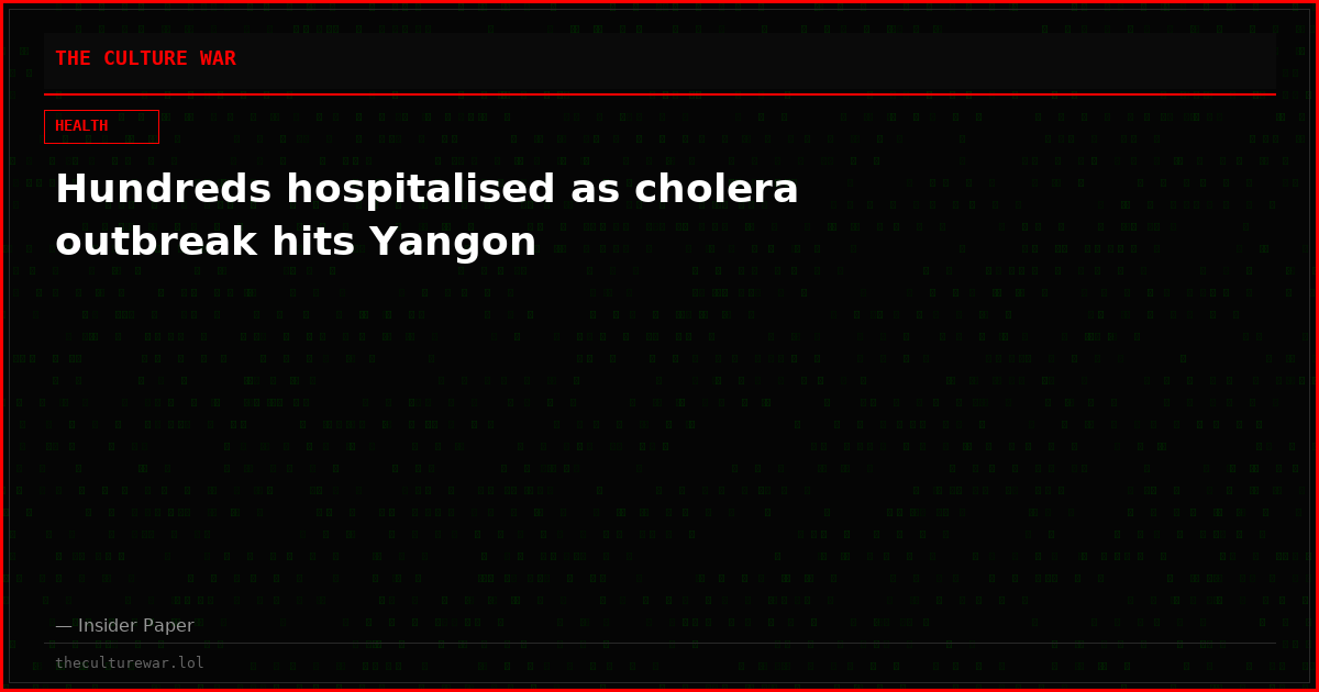 Hundreds hospitalised as cholera outbreak hits Yangon
