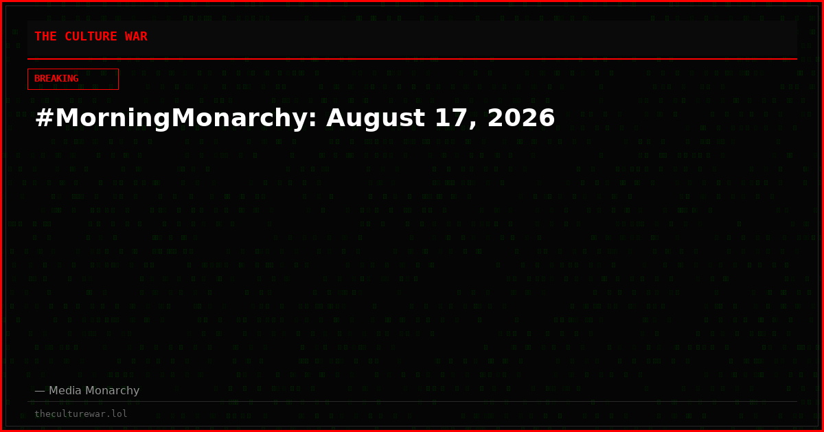 #MorningMonarchy: August 17, 2026