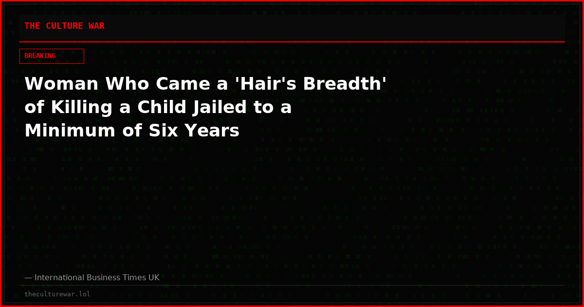 Woman Who Came a 'Hair's Breadth' of Killing a Child Jailed to a Minimum of Six Years