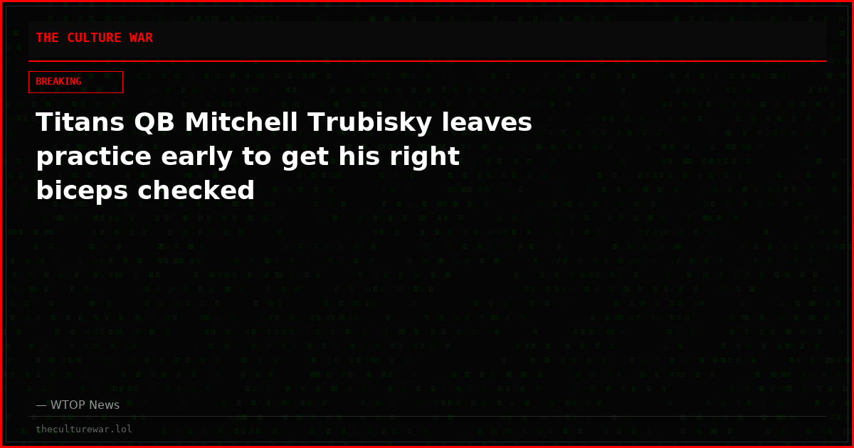 Titans QB Mitchell Trubisky leaves practice early to get his right biceps checked