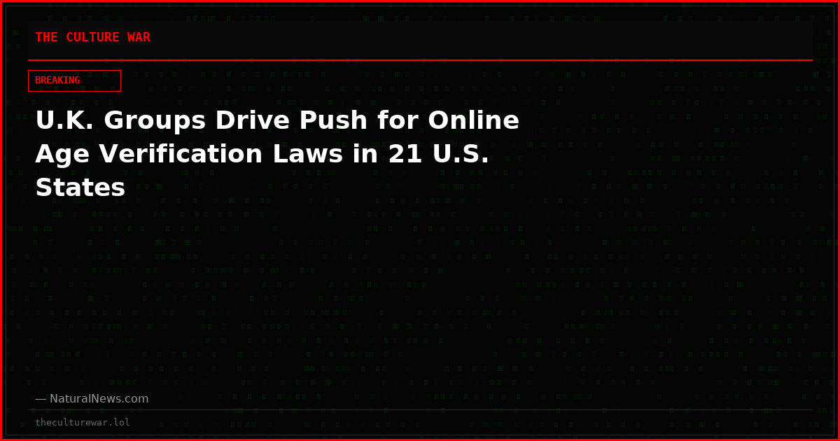 U.K. Groups Drive Push for Online Age Verification Laws in 21 U.S. States