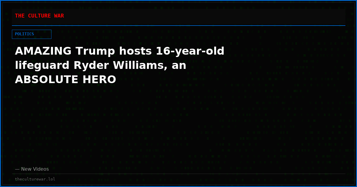 AMAZING Trump hosts 16-year-old lifeguard Ryder Williams, an ABSOLUTE HERO