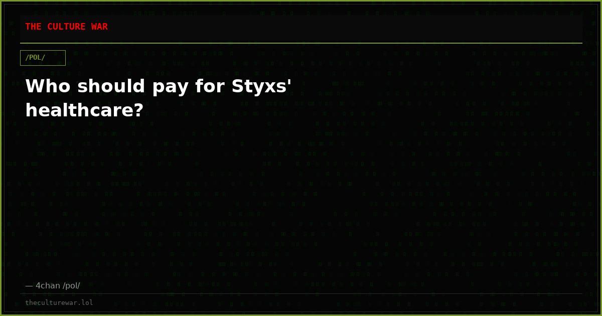 Who should pay for Styxs' healthcare?