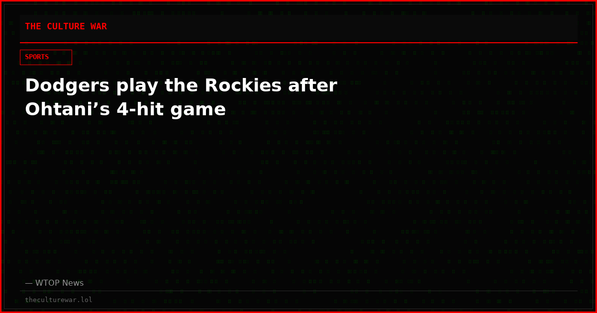 Dodgers play the Rockies after Ohtani’s 4-hit game