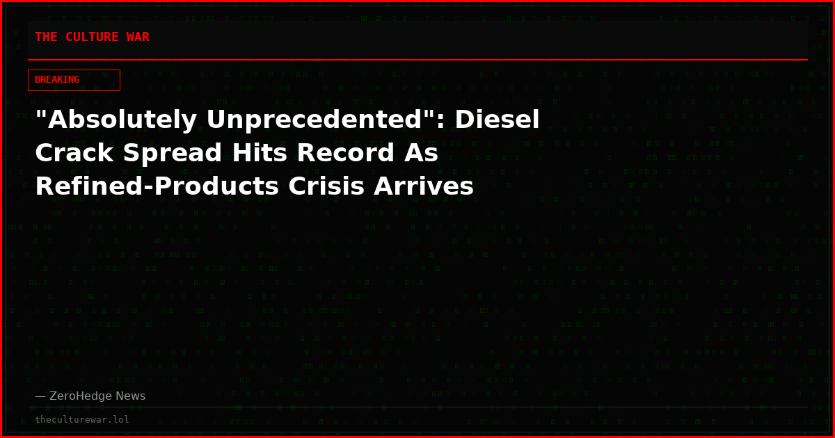 "Absolutely Unprecedented": Diesel Crack Spread Hits Record As Refined-Products Crisis Arrives