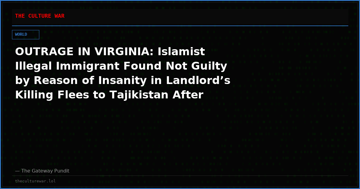 OUTRAGE IN VIRGINIA: Islamist Illegal Immigrant Found Not Guilty by Reason of Insanity in Landlord’s Killing Flees to Tajikistan After State Hospital Grants 48-Hour Pass
