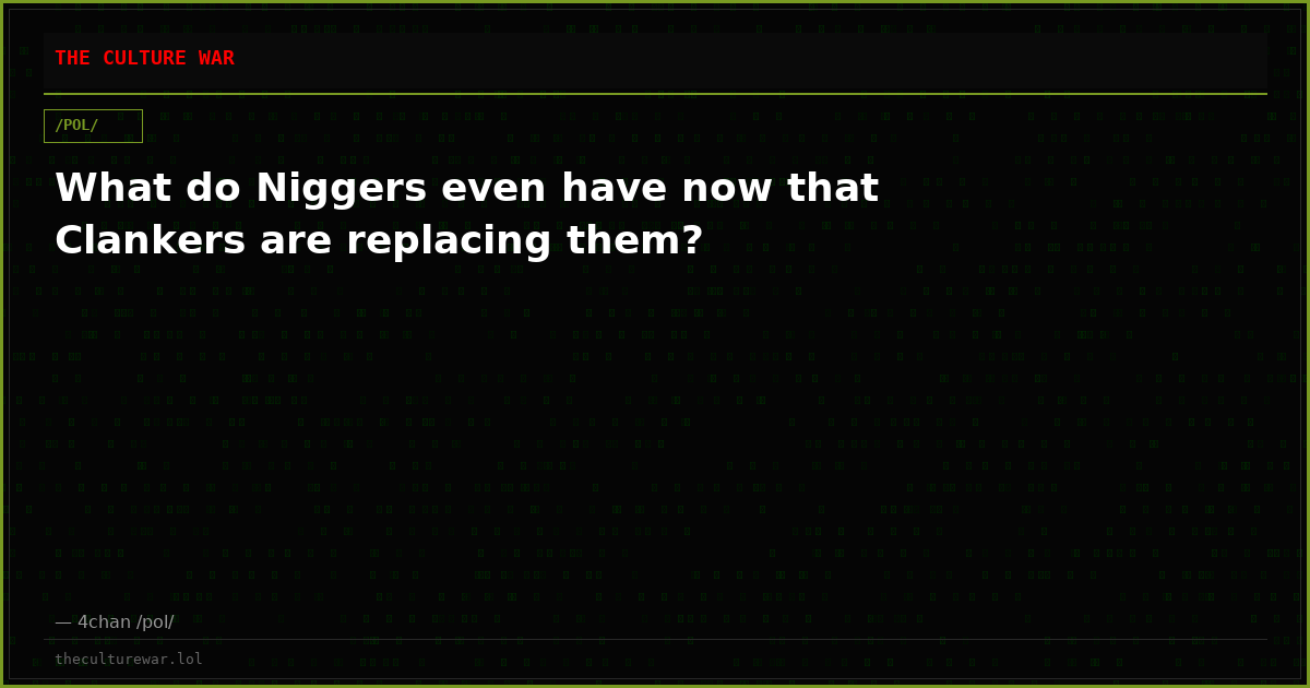 What do Niggers even have now that Clankers are replacing them?