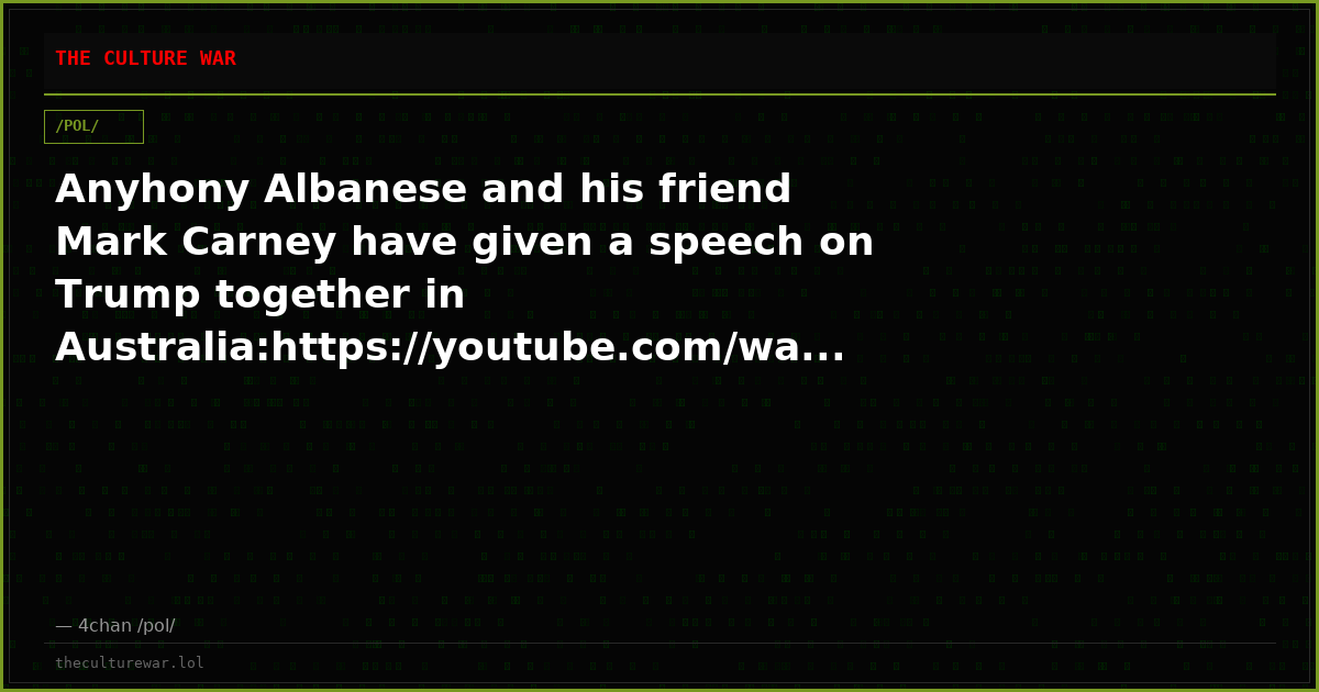 Anyhony Albanese and his friend Mark Carney have given a speech on Trump together in Australia:https://youtube.com/wa...