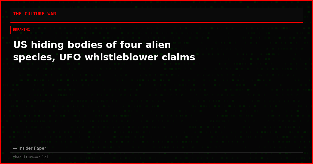 US hiding bodies of four alien species, UFO whistleblower claims