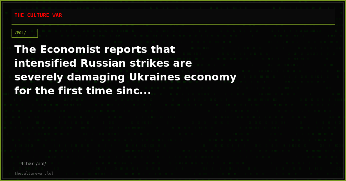 The Economist reports that intensified Russian strikes are severely damaging Ukraines economy for the first time sinc...