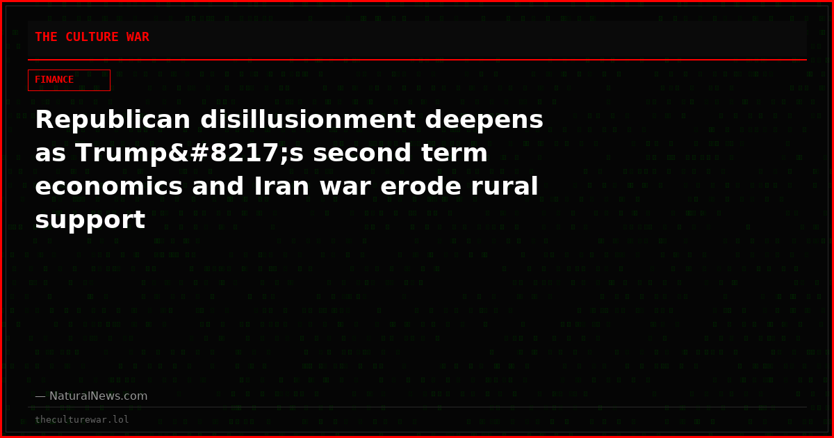 Republican disillusionment deepens as Trump’s second term economics and Iran war erode rural support