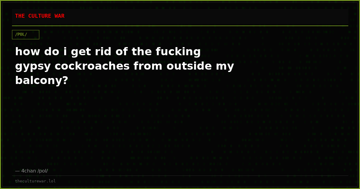 how do i get rid of the fucking gypsy cockroaches from outside my balcony?