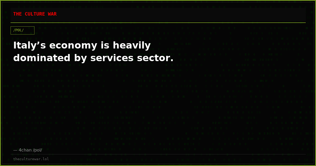 Italy’s economy is heavily dominated by services sector.