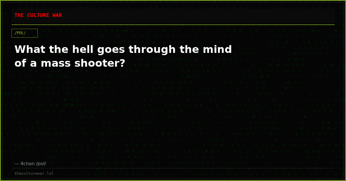What the hell goes through the mind of a mass shooter?