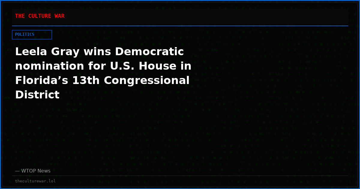 Leela Gray wins Democratic nomination for U.S. House in Florida’s 13th Congressional District
