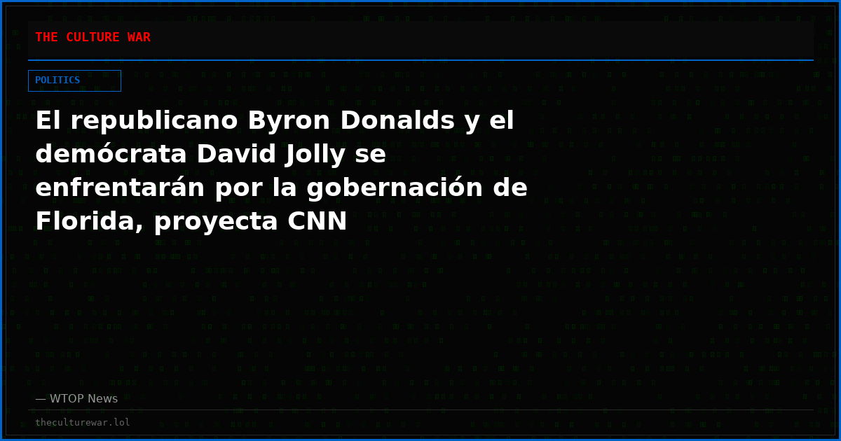El republicano Byron Donalds y el demócrata David Jolly se enfrentarán por la gobernación de Florida, proyecta CNN