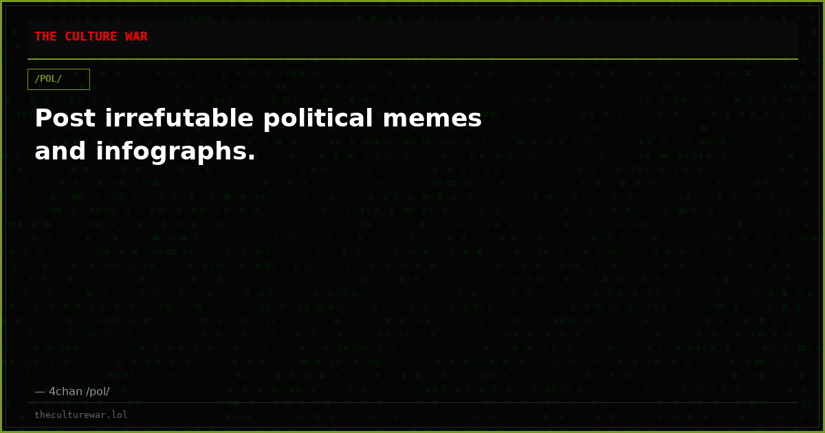 Post irrefutable political memes and infographs.
