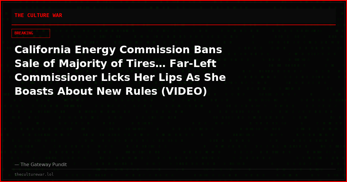 California Energy Commission Bans Sale of Majority of Tires… Far-Left Commissioner Licks Her Lips As She Boasts About New Rules (VIDEO)