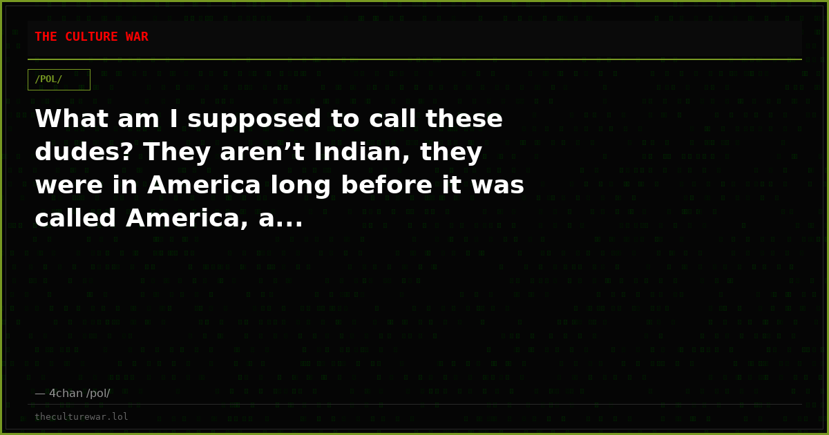 What am I supposed to call these dudes? They aren’t Indian, they were in America long before it was called America, a...