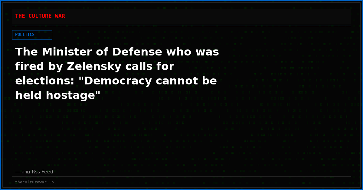 The Minister of Defense who was fired by Zelensky calls for elections: "Democracy cannot be held hostage"