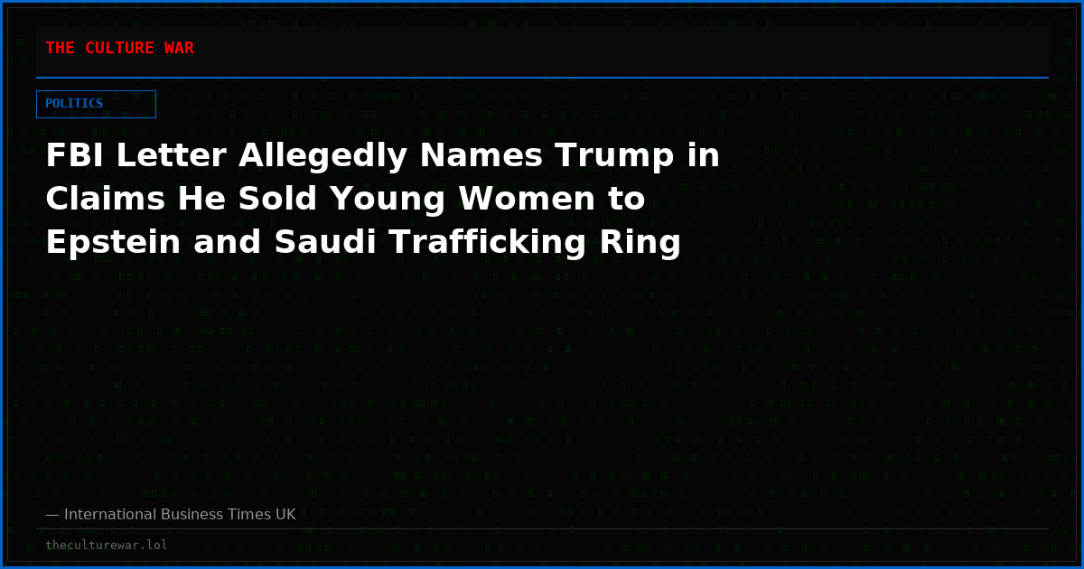 FBI Letter Allegedly Names Trump in Claims He Sold Young Women to Epstein and Saudi Trafficking Ring