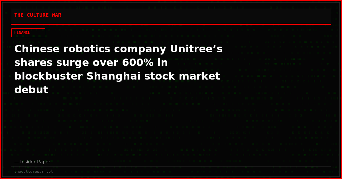 Chinese robotics company Unitree’s shares surge over 600% in blockbuster Shanghai stock market debut