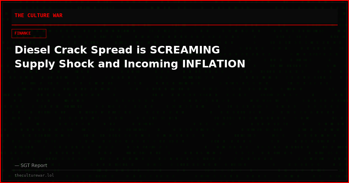 Diesel Crack Spread is SCREAMING Supply Shock and Incoming INFLATION