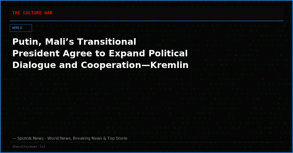 Putin, Mali’s Transitional President Agree to Expand Political Dialogue and Cooperation—Kremlin