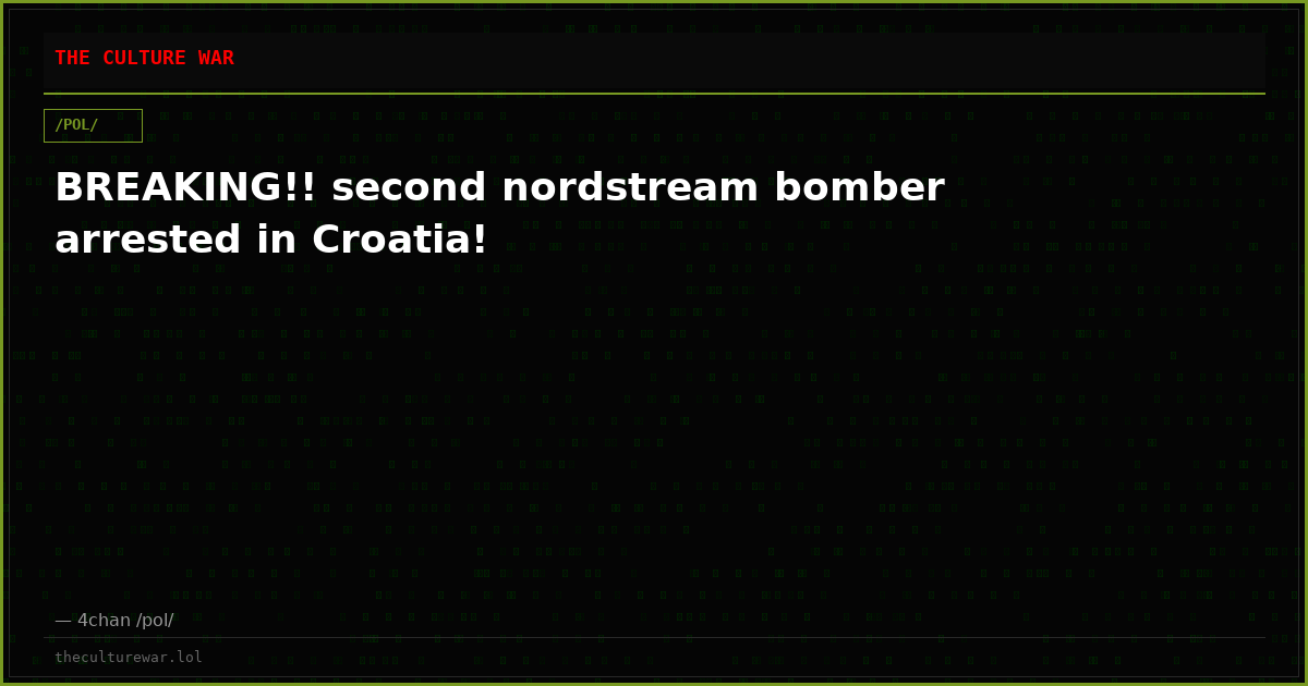 BREAKING!! second nordstream bomber arrested in Croatia!