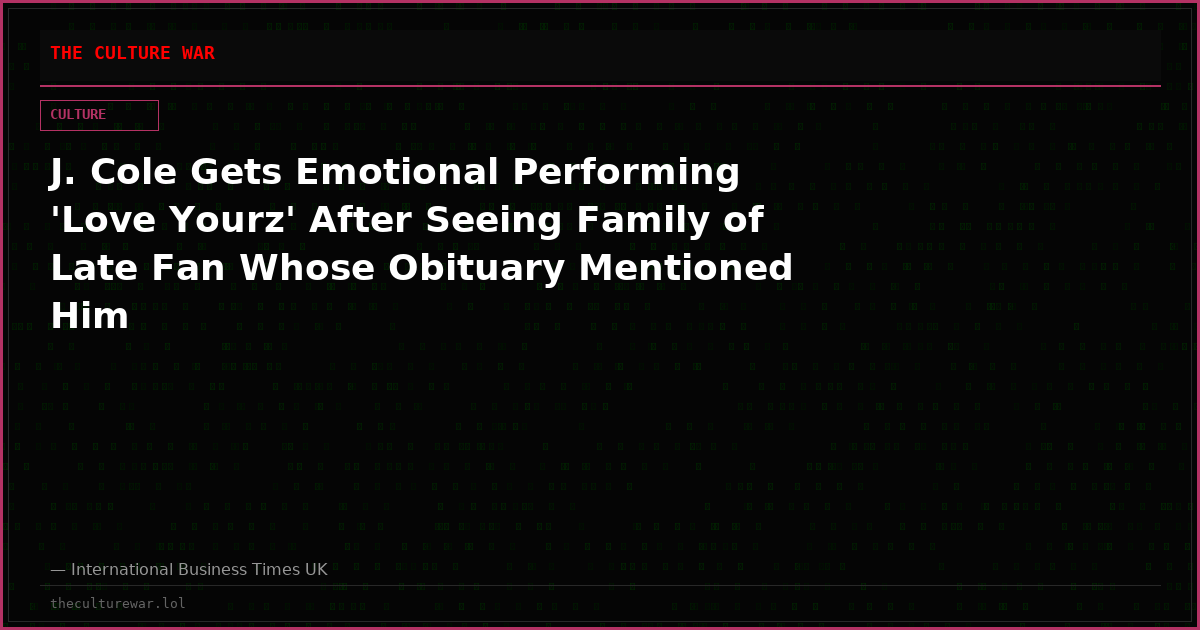 J. Cole Gets Emotional Performing 'Love Yourz' After Seeing Family of Late Fan Whose Obituary Mentioned Him