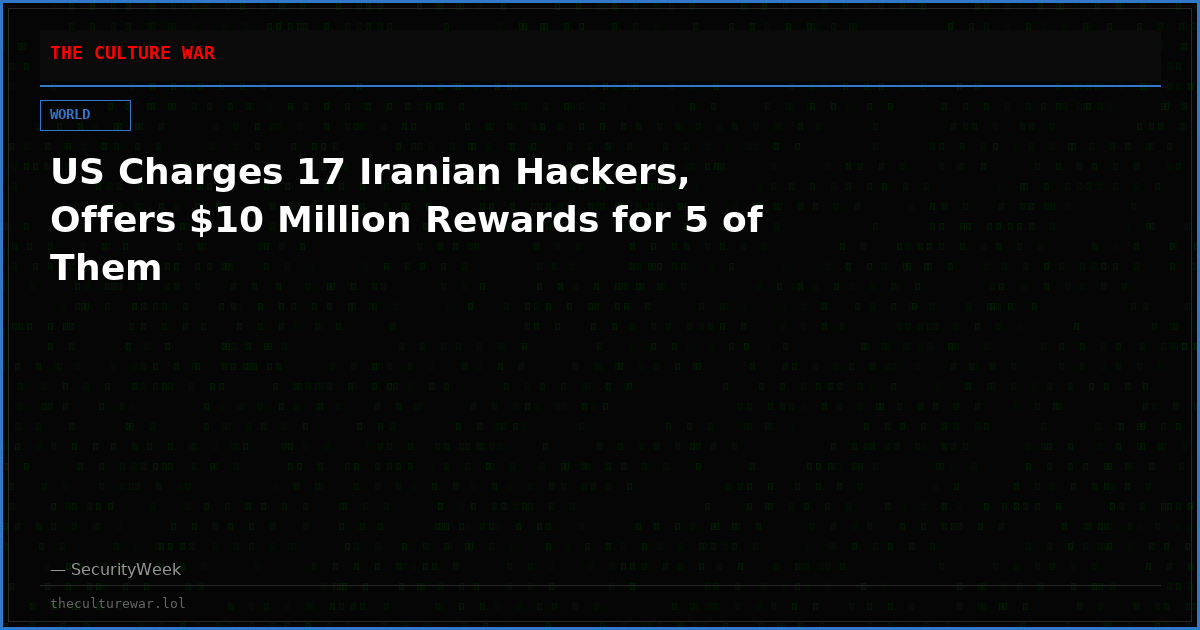 US Charges 17 Iranian Hackers, Offers $10 Million Rewards for 5 of Them